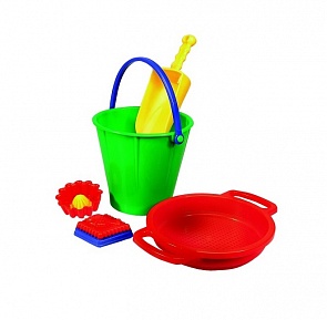 Набор для песка с ведерком, формочками, совочком и ситечком (Spielstabil, 7501)